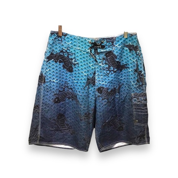 No Fear Mens Unlined Blue Coy Bermuda Board Shorts, Blue Coy, size 36 - Picture 1 of 11